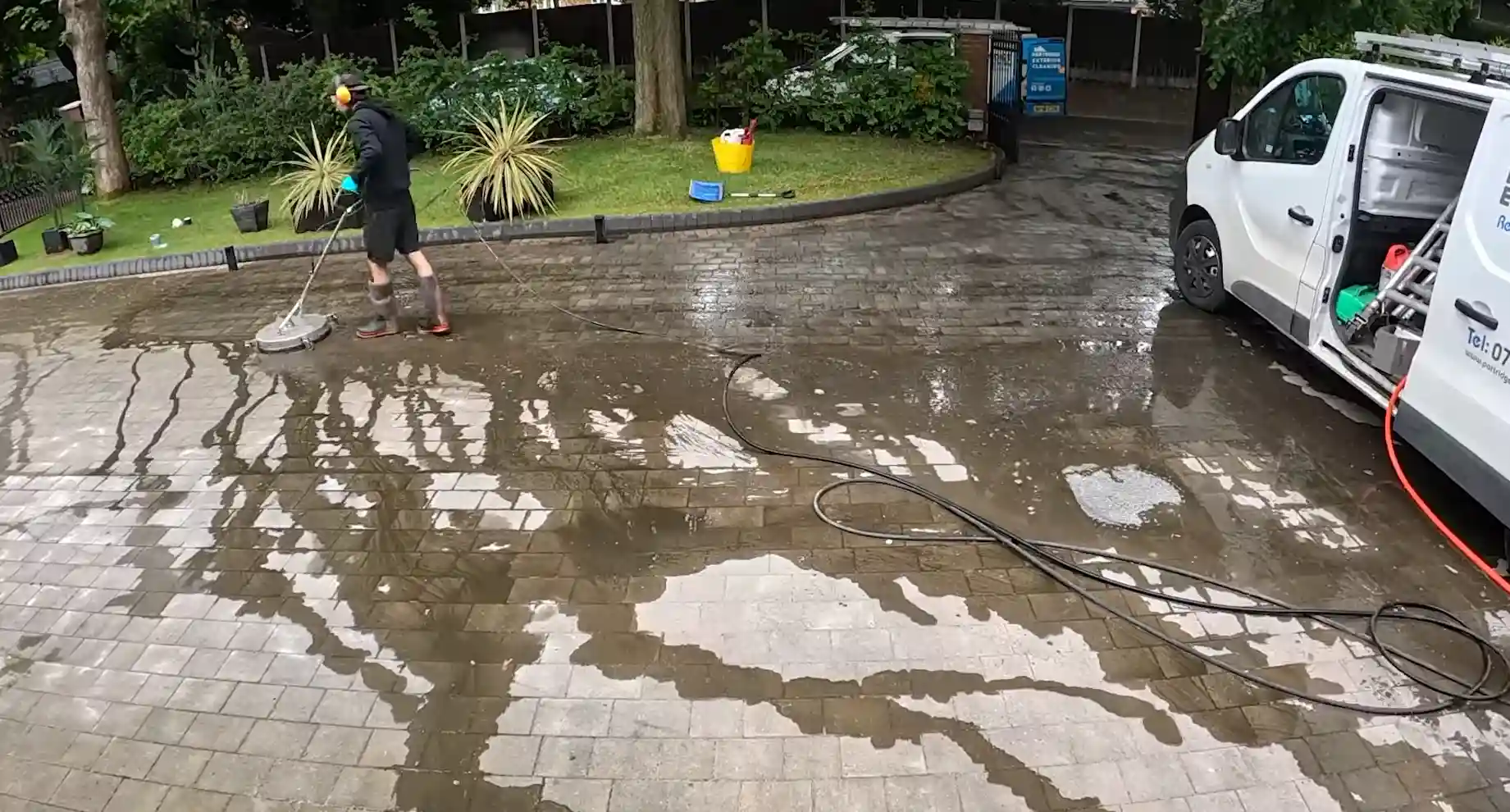 Before and after pool deck paver cleaning Tampa