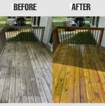 Before and after wood deck cleaning Tampa